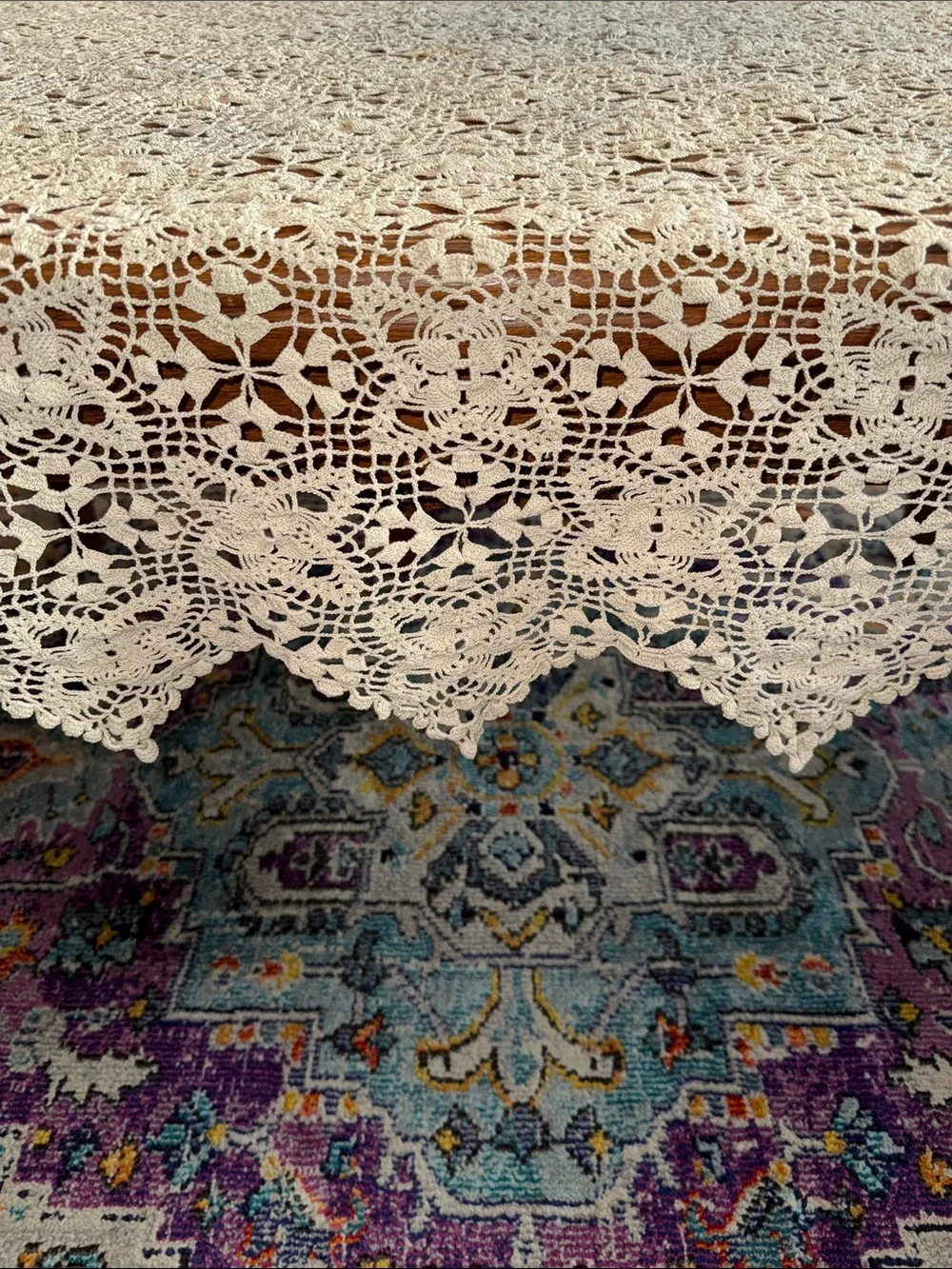 Large antique lace tablecloth